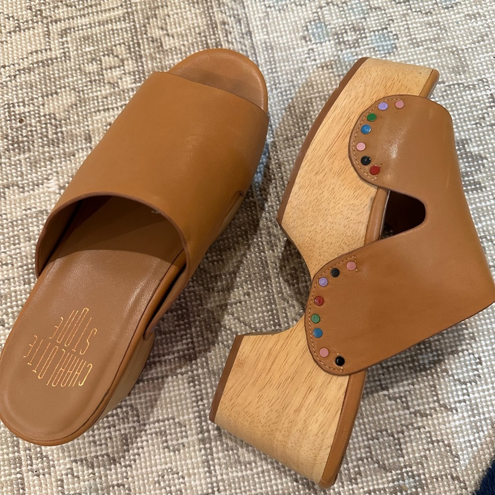 Charlotte Stone Glenna Camel Slide Size 8